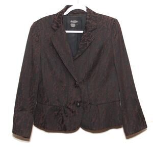Peck & Peck Brown/Black Peplum Waist Blazer Jacket Size 12